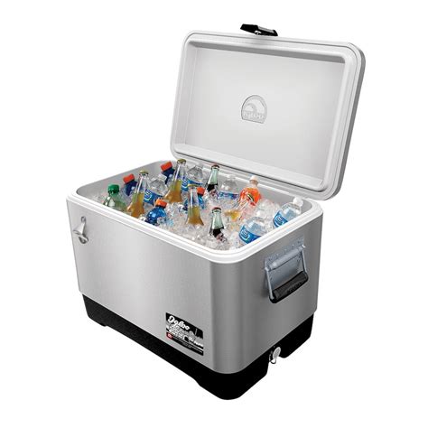 igloo 54 quart stainless steel cooler cool box|igloo boat cooler with cushion.